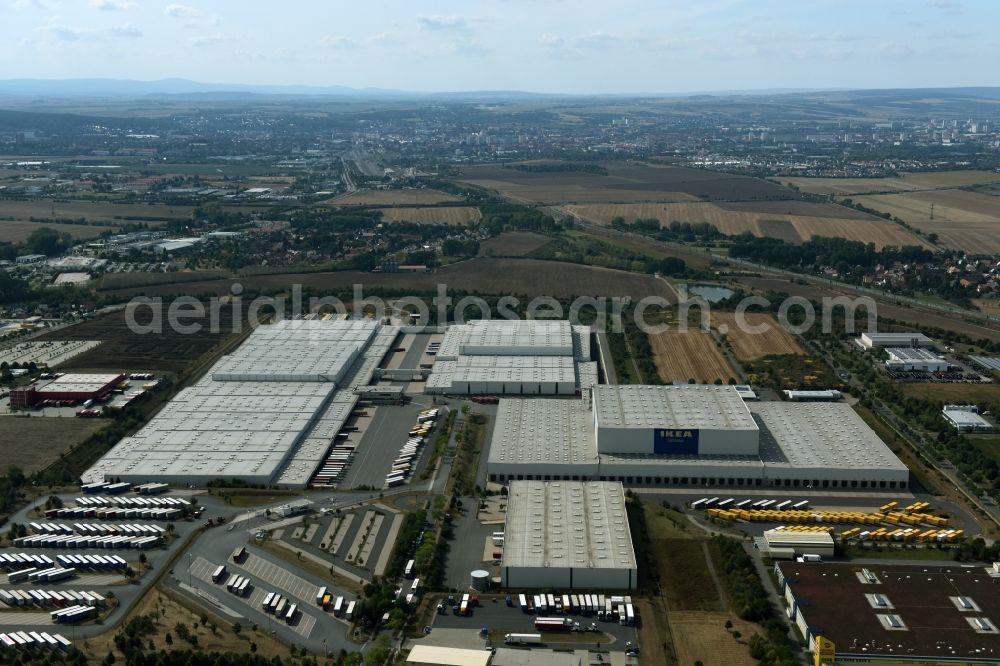 Aerial image Erfurt - Building complex and distribution center on the site des IKEA Distribution in Erfurt in the state Thuringia