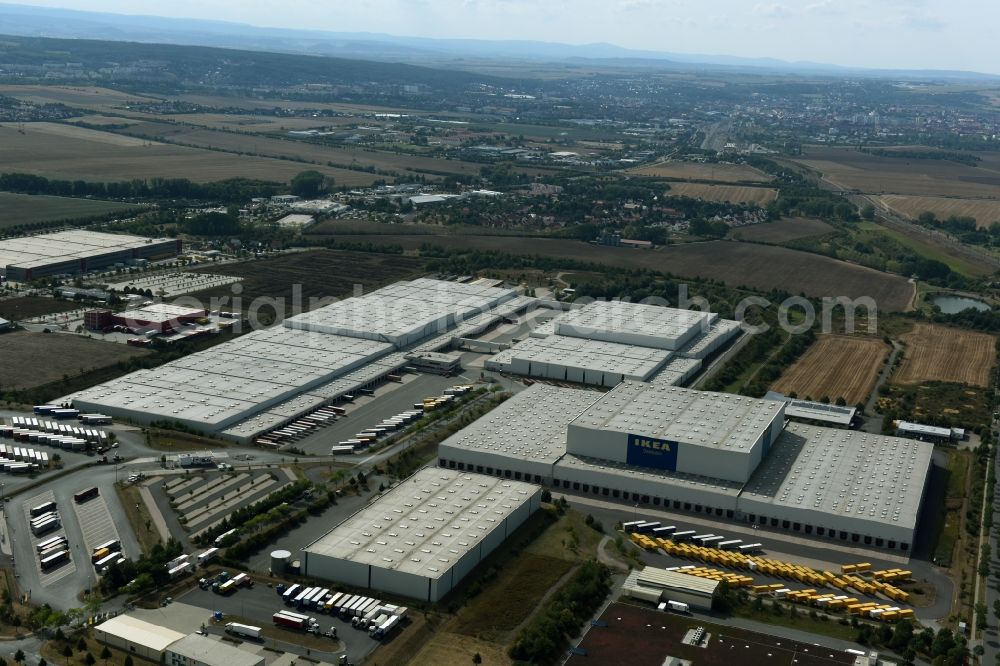 Aerial image Erfurt - Building complex and distribution center on the site des IKEA Distribution in Erfurt in the state Thuringia