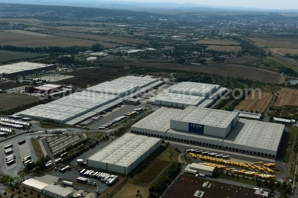 Aerial photograph Erfurt - Building complex and distribution center on the site des IKEA Distribution in Erfurt in the state Thuringia