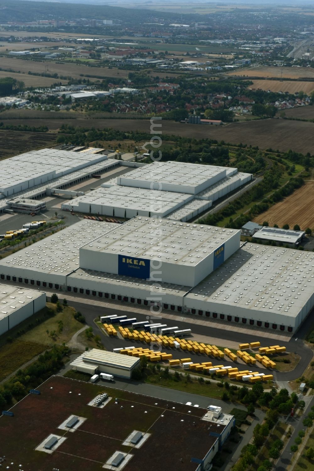 Aerial image Erfurt - Building complex and distribution center on the site des IKEA Distribution in Erfurt in the state Thuringia