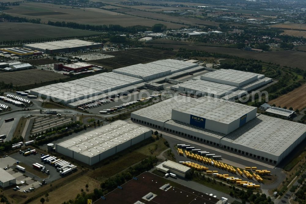 Aerial photograph Erfurt - Building complex and distribution center on the site des IKEA Distribution in Erfurt in the state Thuringia