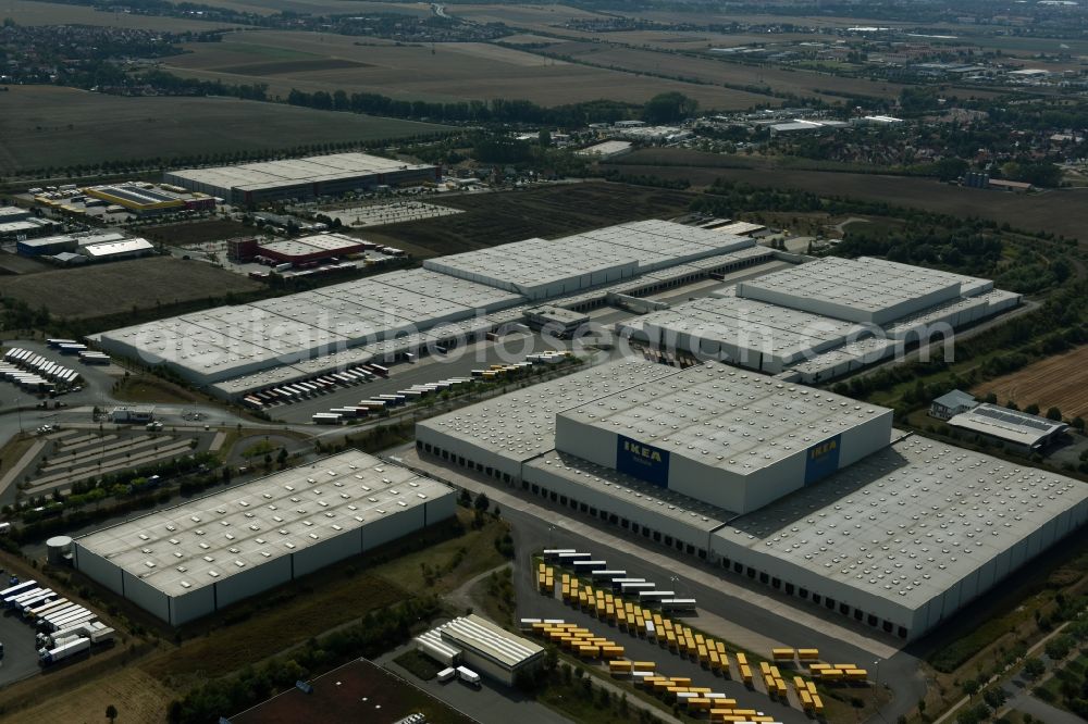 Aerial image Erfurt - Building complex and distribution center on the site des IKEA Distribution in Erfurt in the state Thuringia