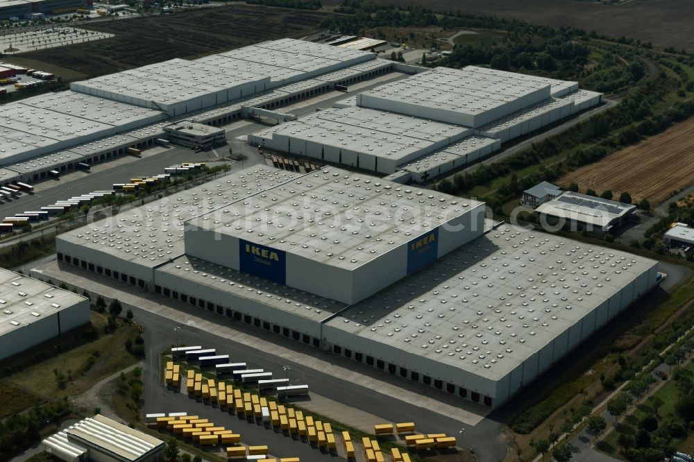 Aerial photograph Erfurt - Building complex and distribution center on the site des IKEA Distribution in Erfurt in the state Thuringia