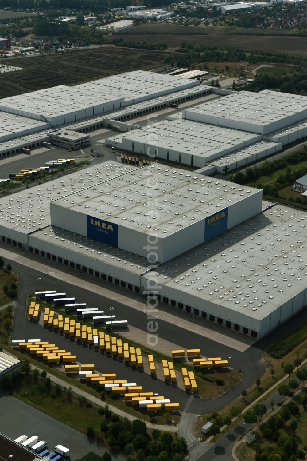 Aerial image Erfurt - Building complex and distribution center on the site des IKEA Distribution in Erfurt in the state Thuringia