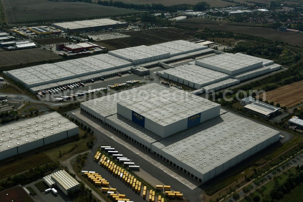 Aerial photograph Erfurt - Building complex and distribution center on the site des IKEA Distribution in Erfurt in the state Thuringia