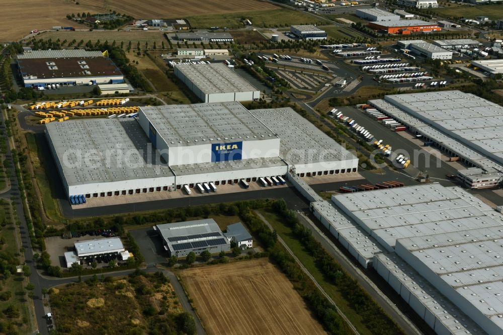 Aerial photograph Erfurt - Building complex and distribution center on the site des IKEA Distribution in Erfurt in the state Thuringia