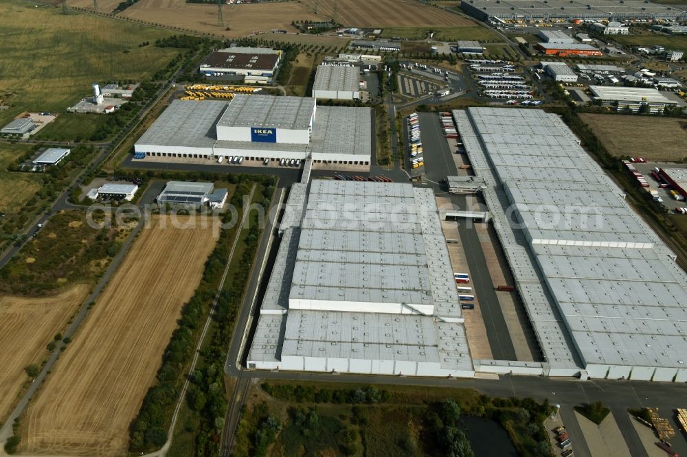 Erfurt from above - Building complex and distribution center on the site des IKEA Distribution in Erfurt in the state Thuringia