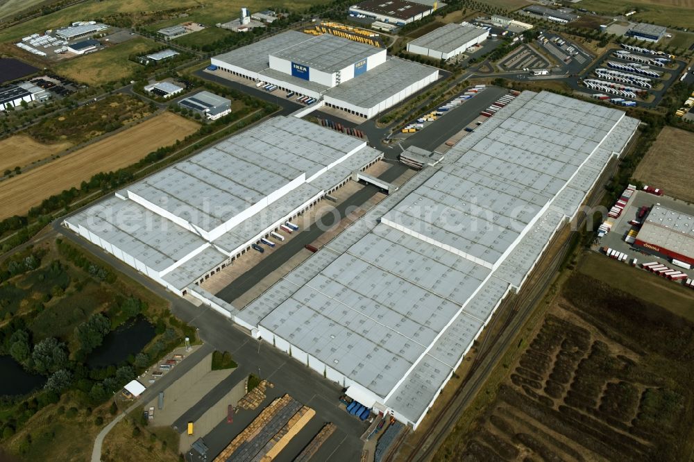 Aerial image Erfurt - Building complex and distribution center on the site des IKEA Distribution in Erfurt in the state Thuringia