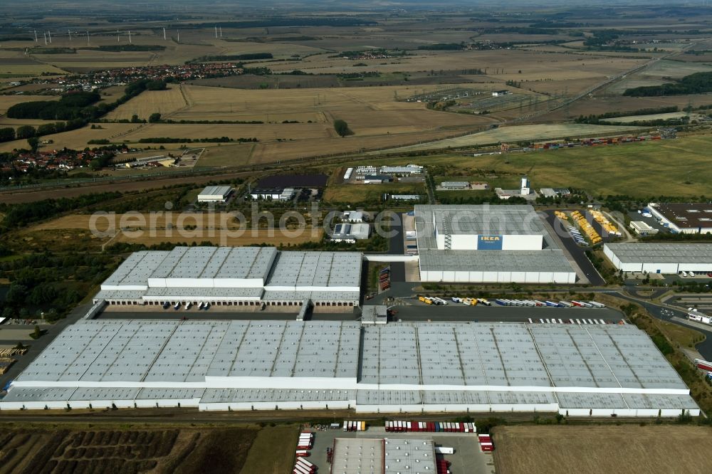 Erfurt from the bird's eye view: Building complex and distribution center on the site des IKEA Distribution in Erfurt in the state Thuringia