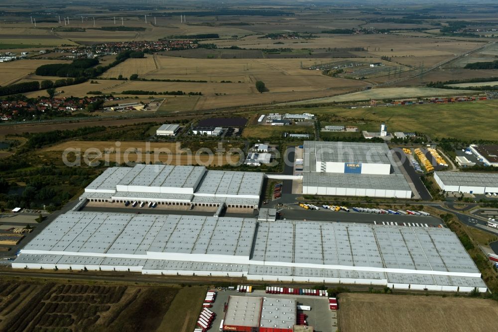 Aerial image Erfurt - Building complex and distribution center on the site des IKEA Distribution in Erfurt in the state Thuringia