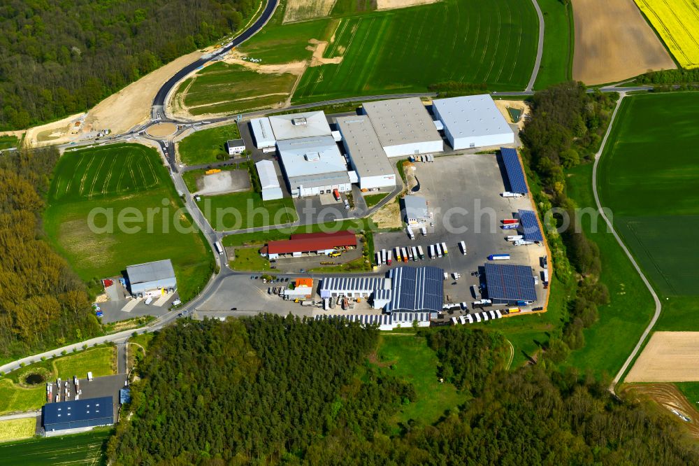 Aerial image Wiesentheid - Building complex and distribution center on the site of Kraeuter Mix GmbH in Wiesentheid in the state Bavaria, Germany