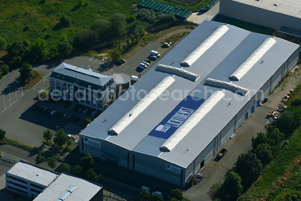 Aerial photograph Falkensee - Building complex and distribution center on the site of Ldbs Lichtdienst GmbH in Falkensee in the state Brandenburg, Germany