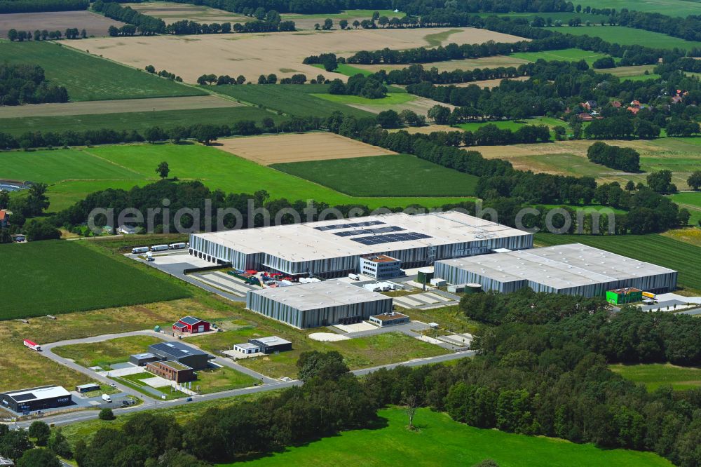 Aerial photograph Meitze - Building complex and distribution center on the site Lekkerland Logistikzentrum on street Torfkuhlenweg in Meitze in the state Lower Saxony, Germany