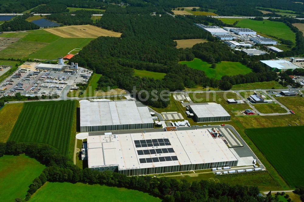 Aerial image Meitze - Building complex and distribution center on the site Lekkerland Logistikzentrum on street Torfkuhlenweg in Meitze in the state Lower Saxony, Germany