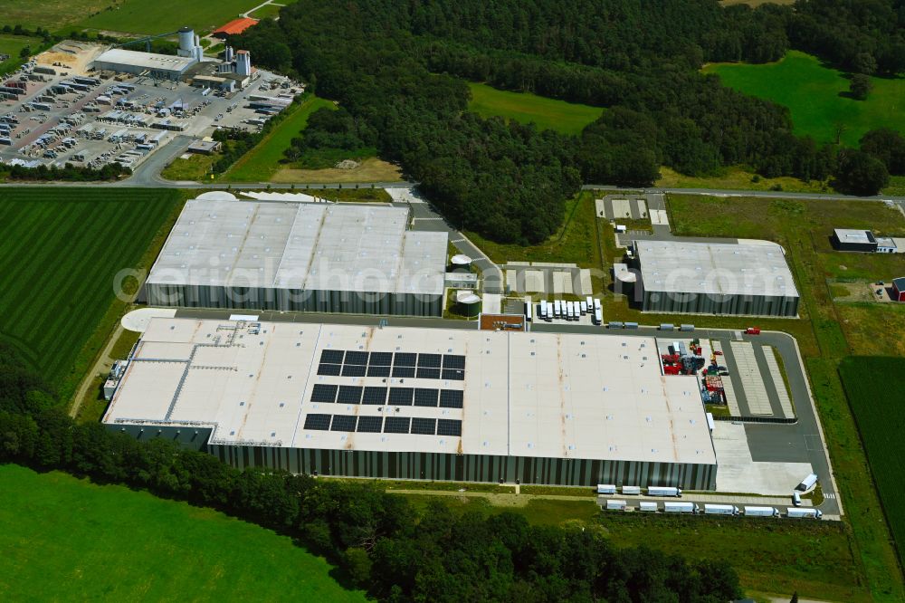 Aerial photograph Meitze - Building complex and distribution center on the site Lekkerland Logistikzentrum on street Torfkuhlenweg in Meitze in the state Lower Saxony, Germany