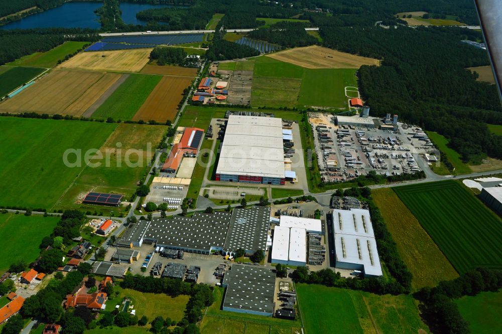 Meitze from above - Building complex and distribution center on the site Lekkerland Logistikzentrum on street Torfkuhlenweg in Meitze in the state Lower Saxony, Germany