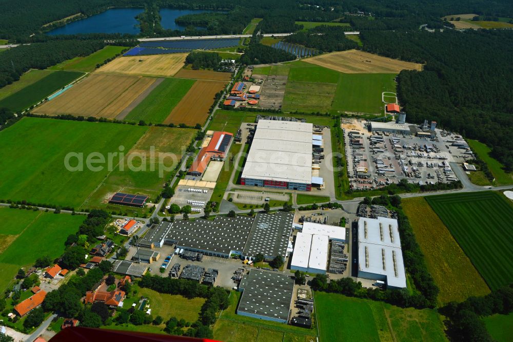 Meitze from the bird's eye view: Building complex and distribution center on the site Lekkerland Logistikzentrum on street Torfkuhlenweg in Meitze in the state Lower Saxony, Germany