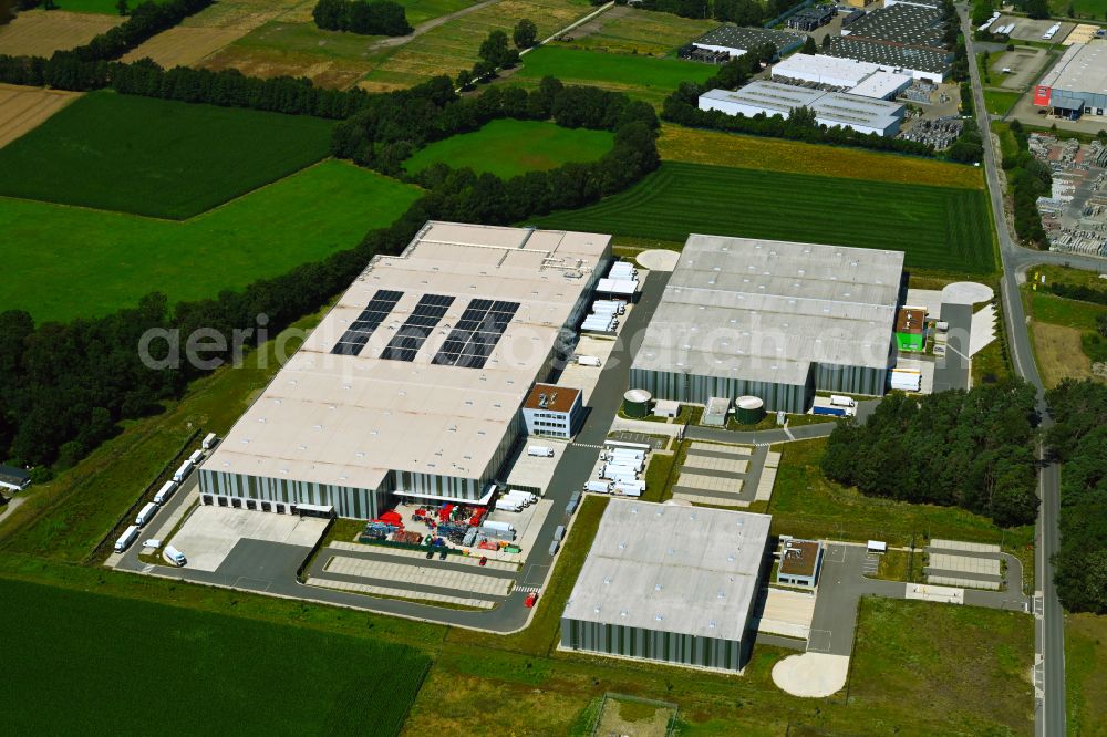 Aerial photograph Meitze - Building complex and distribution center on the site Lekkerland Logistikzentrum on street Torfkuhlenweg in Meitze in the state Lower Saxony, Germany