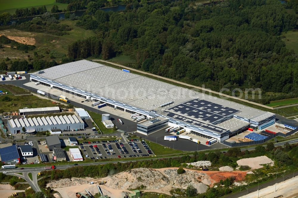 Aerial photograph Eggolsheim - Building complex and distribution center on the site of LIDL Vertriebs GmbH in Eggolsheim in the state Bavaria, Germany