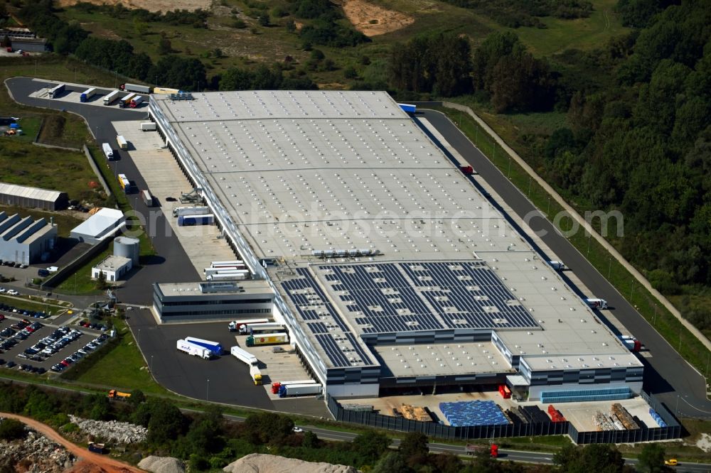 Eggolsheim from the bird's eye view: Building complex and distribution center on the site of LIDL Vertriebs GmbH in Eggolsheim in the state Bavaria, Germany