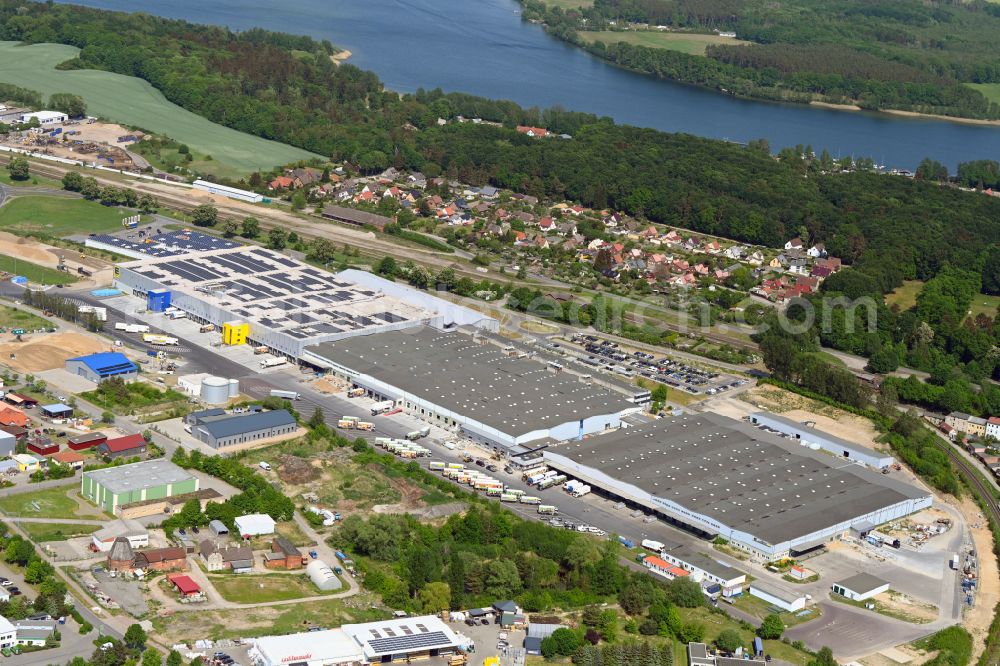 Aerial photograph Malchow - Building complex and distribution center on the site on street Bahnhofstrasse in Malchow in the state Mecklenburg - Western Pomerania, Germany