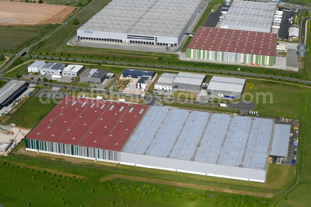 Grolsheim from above - Building complex and distribution center on the site of MGL Metro Group Logistics Warehousing GmbH & Co. KG on Albert-Schweitzer-Strasse in Grolsheim in the state Rhineland-Palatinate, Germany