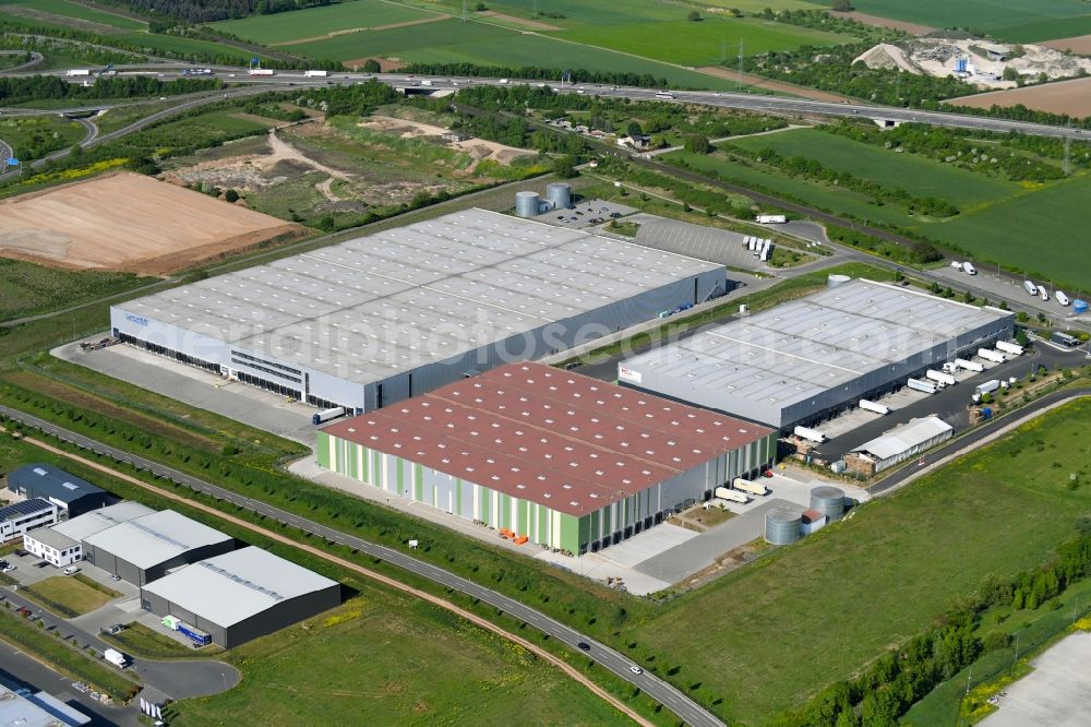 Grolsheim from the bird's eye view: Building complex and distribution center on the site of MGL Metro Group Logistics Warehousing GmbH & Co. KG on Albert-Schweitzer-Strasse in Grolsheim in the state Rhineland-Palatinate, Germany