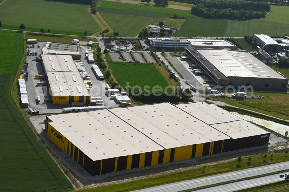 Odelzhausen from above - Building complex and distribution center on the site of C.E. Noerpel GmbH in Odelzhausen in the state Bavaria, Germany