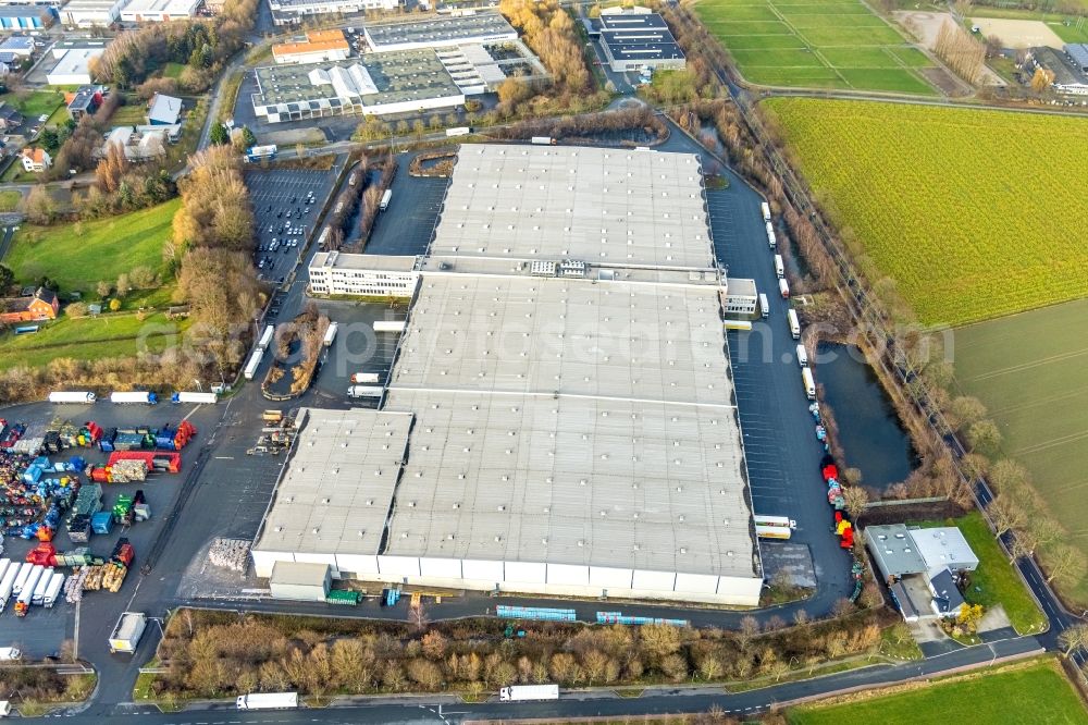 Aerial photograph Hamm - Building complex and distribution center on the site on Oberster Konp in the district Rhynern in Hamm in the state North Rhine-Westphalia, Germany