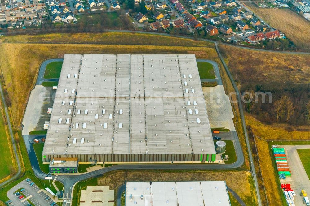 Aerial photograph Bergkamen - Building complex and distribution center on the site DB Schenker on Ernst-von-Bodelschwing-Street in Bergkamen in the state North Rhine-Westphalia, Germany