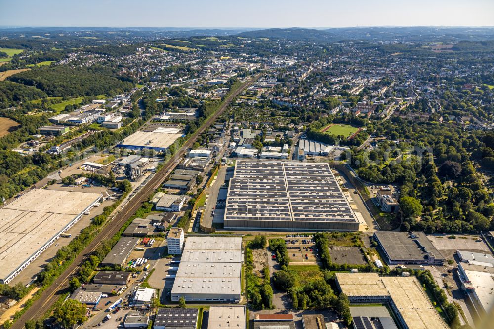 Schwelm from the bird's eye view: Building complex and distribution center on the site on street In der Graslake - Jesinghauser Strasse in the district Langerfeld-Beyenburg in Schwelm in the state North Rhine-Westphalia, Germany