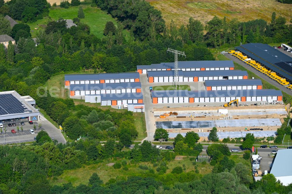 Aerial image Bernau - Building complex and distribution center on the site Storage24 on street Potsdamer Strasse in the district Schoenow in Bernau in the state Brandenburg, Germany