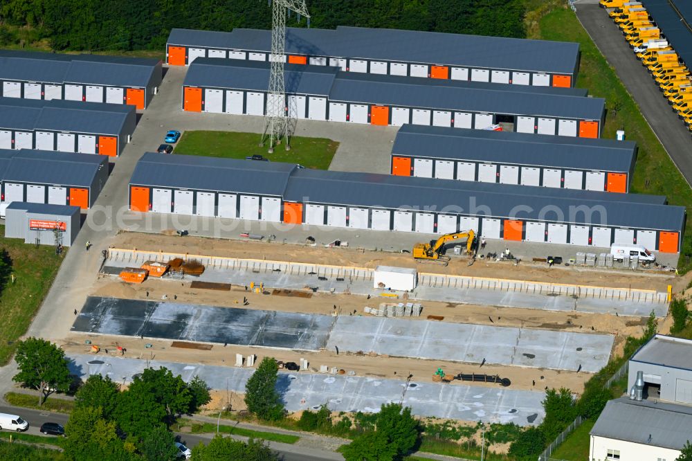 Aerial photograph Bernau - Building complex and distribution center on the site Storage24 on street Potsdamer Strasse in the district Schoenow in Bernau in the state Brandenburg, Germany