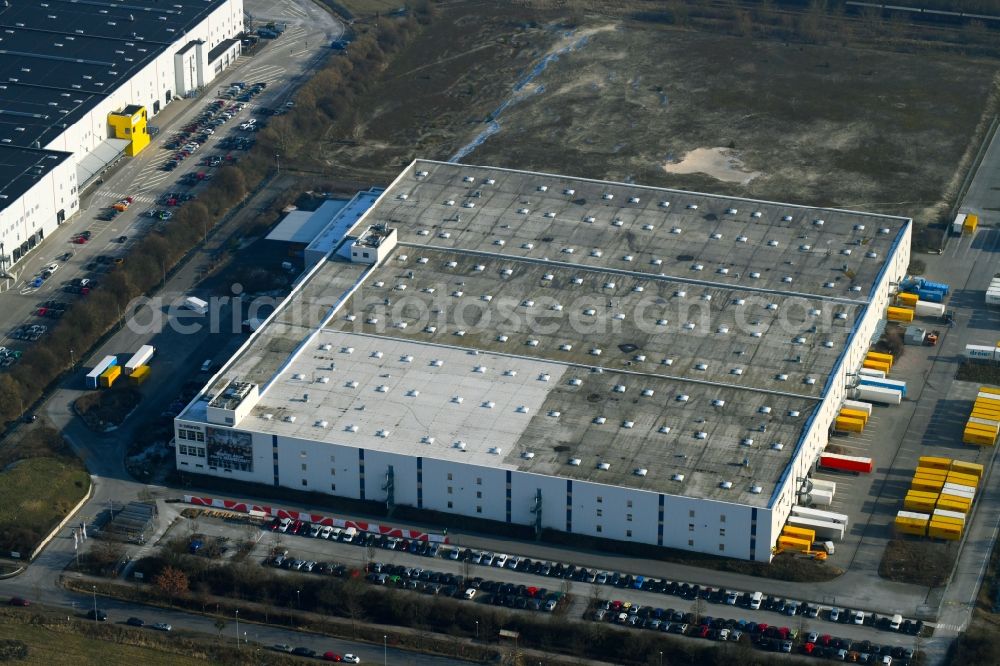 Aerial photograph Brieselang - Building complex and distribution center on the site of Zalando Logistics SE & Co. KG on Havellandstrasse in the district Bredow in Brieselang in the state Brandenburg, Germany