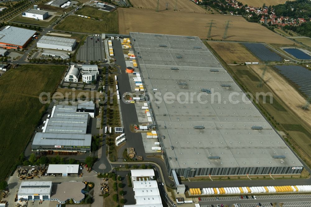 Erfurt from the bird's eye view: Building complex and distribution center on the site of Zalando Logistics SE & Co. KG In der Hochstedter Ecke in Erfurt in the state Thuringia