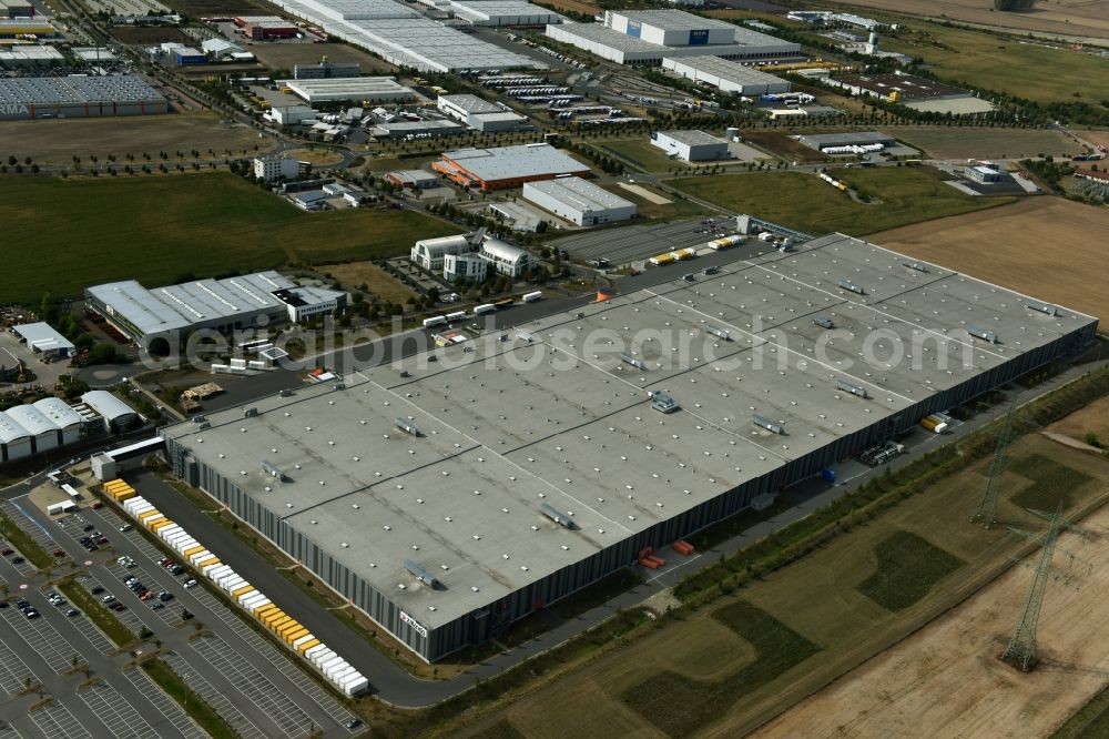 Aerial image Erfurt - Building complex and distribution center on the site of Zalando Logistics SE & Co. KG In der Hochstedter Ecke in Erfurt in the state Thuringia