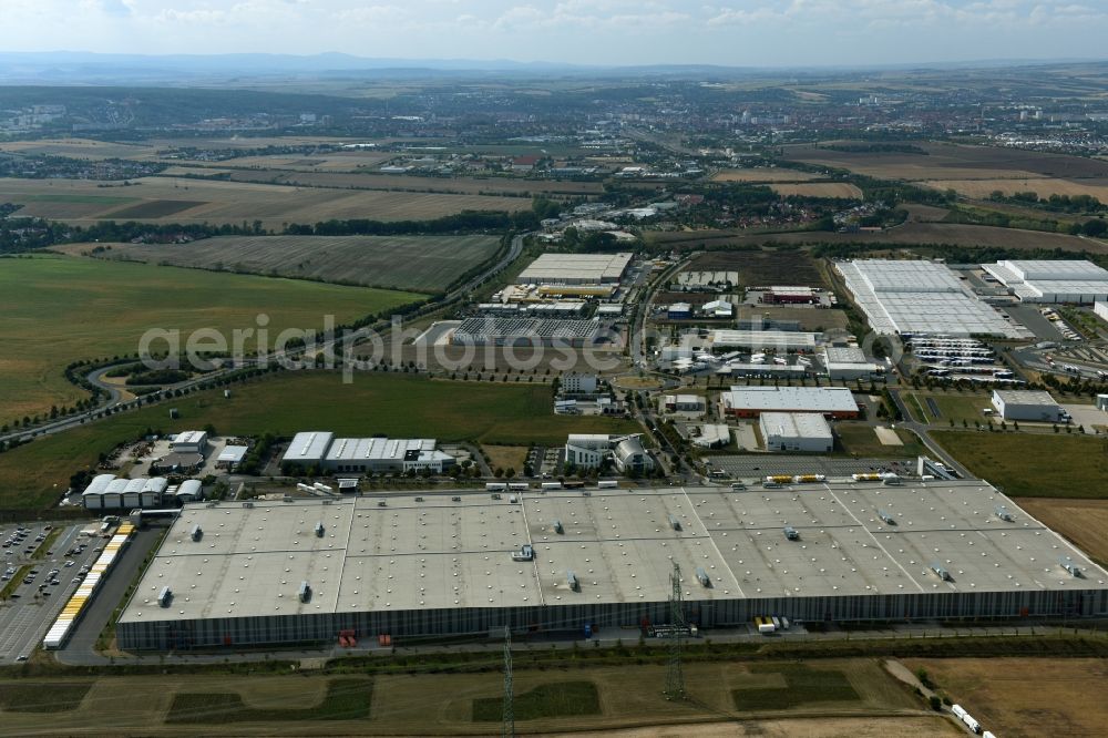 Erfurt from above - Building complex and distribution center on the site of Zalando Logistics SE & Co. KG In der Hochstedter Ecke in Erfurt in the state Thuringia