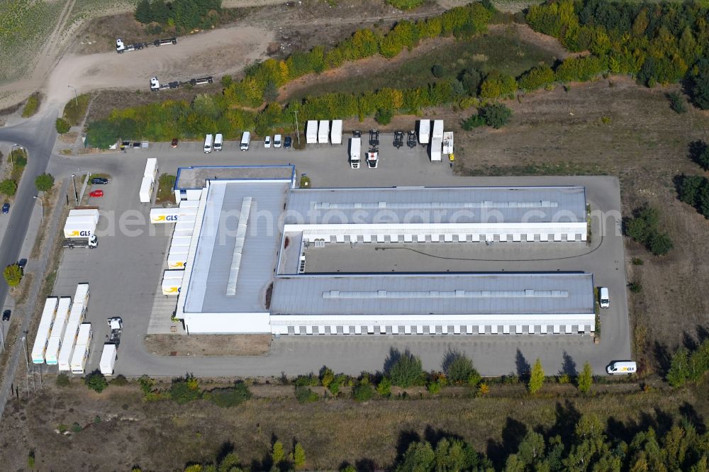 Aerial image Bernau - Building complex and distribution center on the site GLS on Ringstrasse in the district Schoenow in Bernau in the state Brandenburg, Germany