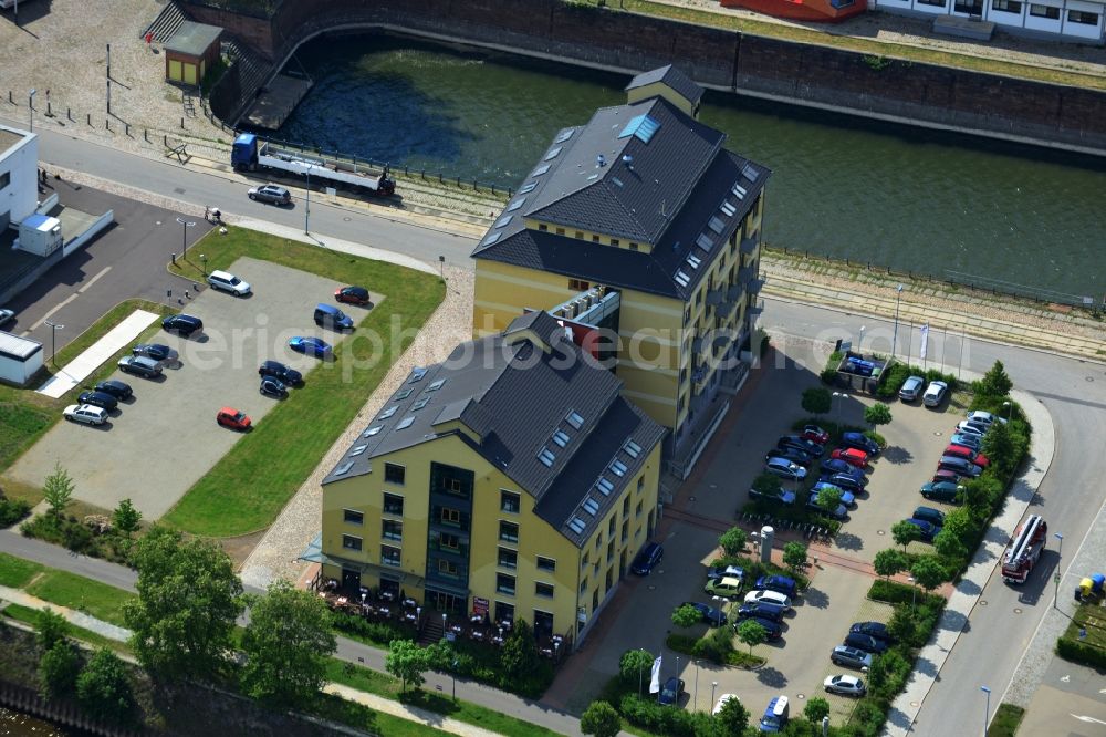 Aerial photograph Magdeburg - Building complex of Magdeburg Denkfabrik in the former trading port in Magdeburg in Saxony-Anhalt