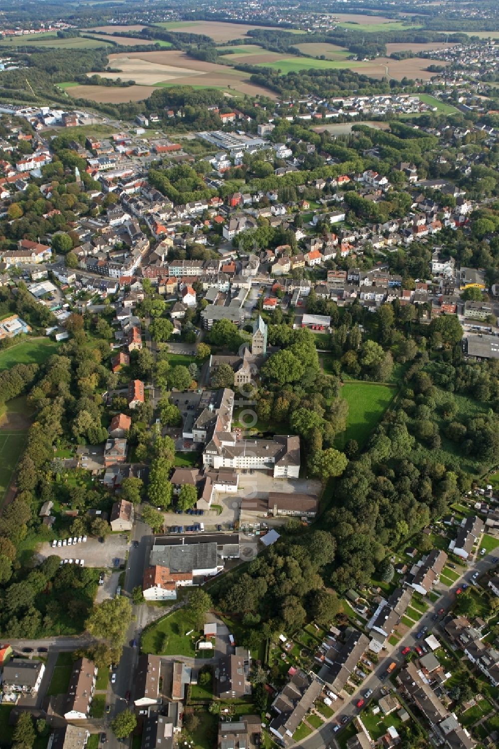 Aerial image Bochum - Building complex of St. Mary Help of hospital in Bochum in North Rhine-Westphalia