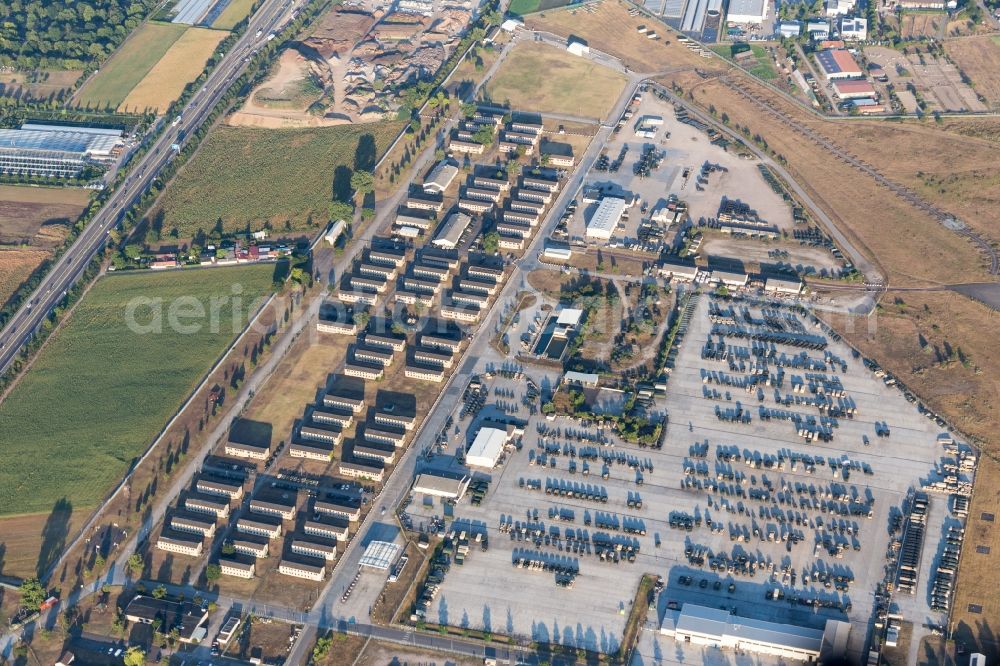 Mannheim from the bird's eye view: Building complex of the US army - military barracks Coleman Baracks in Mannheim in the state Baden-Wurttemberg, Germany