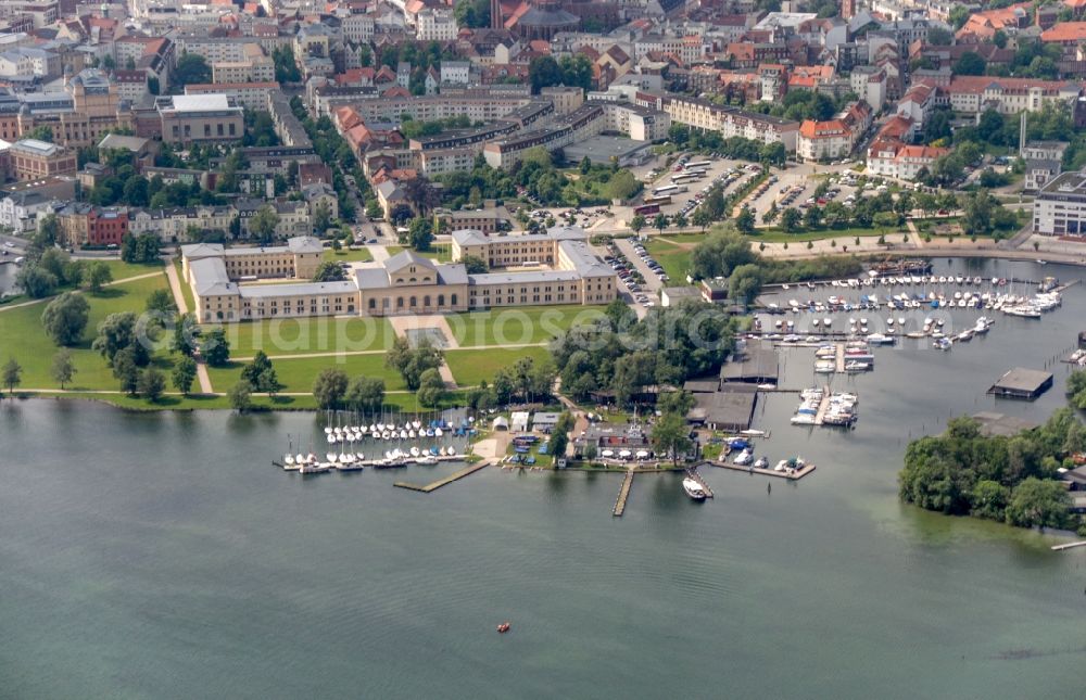 Schwerin from above - Building complex of the Ministry fuer Bildung and Wissenschaft in Schwerin in the state Mecklenburg - Western Pomerania, Germany