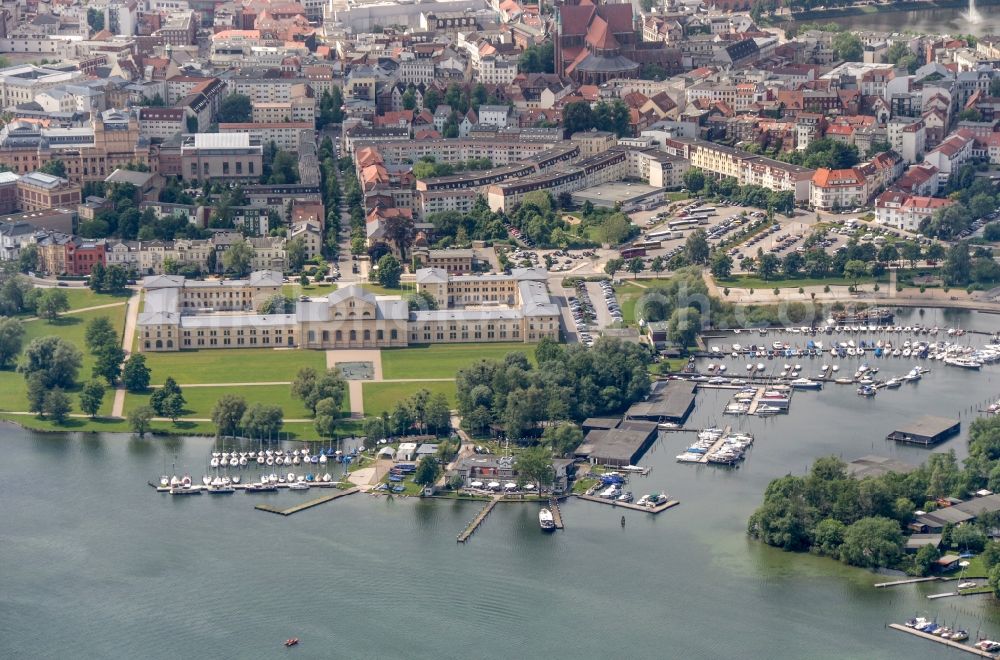 Aerial image Schwerin - Building complex of the Ministry fuer Bildung, Wissenschaft and Kultur in Schwerin in the state Mecklenburg - Western Pomerania, Germany