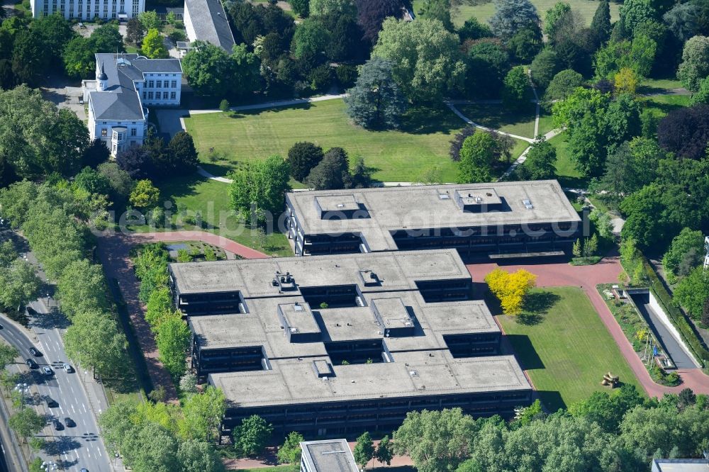 Bonn from the bird's eye view: Building complex of the Ministry Bandesministerium fuer wirtschaftliche Zusammenarbeit and Entwicklung BMZ in the district Gronau in Bonn in the state North Rhine-Westphalia, Germany