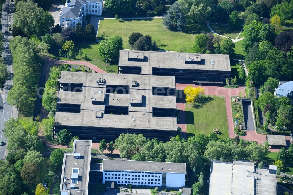 Bonn from above - Building complex of the Ministry Bandesministerium fuer wirtschaftliche Zusammenarbeit and Entwicklung BMZ in the district Gronau in Bonn in the state North Rhine-Westphalia, Germany