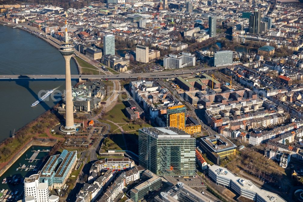 Aerial image Düsseldorf - Building complex of the Ministry Ministerium fuer Verkehr of Lanof Nordrhein-Westfalen on Stadttor in Duesseldorf in the state North Rhine-Westphalia, Germany