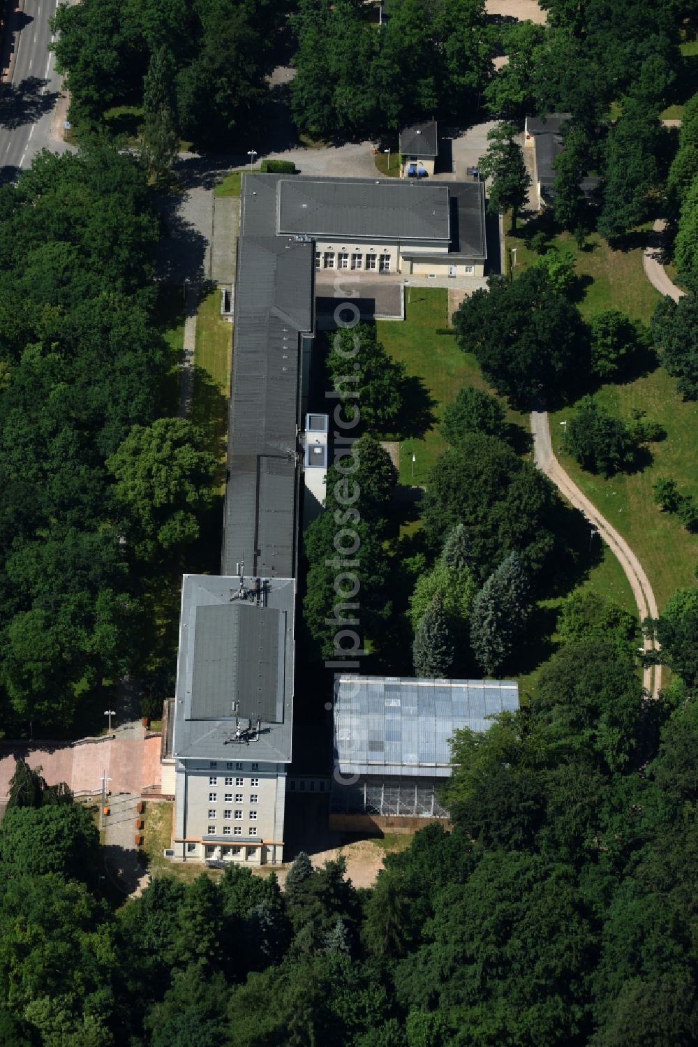 Schwerin from the bird's eye view: Building complex of the Ministry Ministerium fuer Wirtschaft, Bau und Tourismus on Johannes-Stelling-Strasse in Schwerin in the state Mecklenburg - Western Pomerania