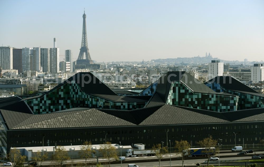 Aerial image Paris - Building complex of the Ministry of Defense in Hexagone Balard Avenue de la Porte de Sevres in Paris in Ile-de-France, France