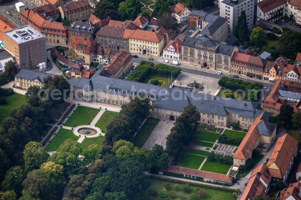 Aerial photograph Bayreuth - Building complex and park of the New Palace on Ludwigstrasse in Bayreuth in the state Bavaria, Germany