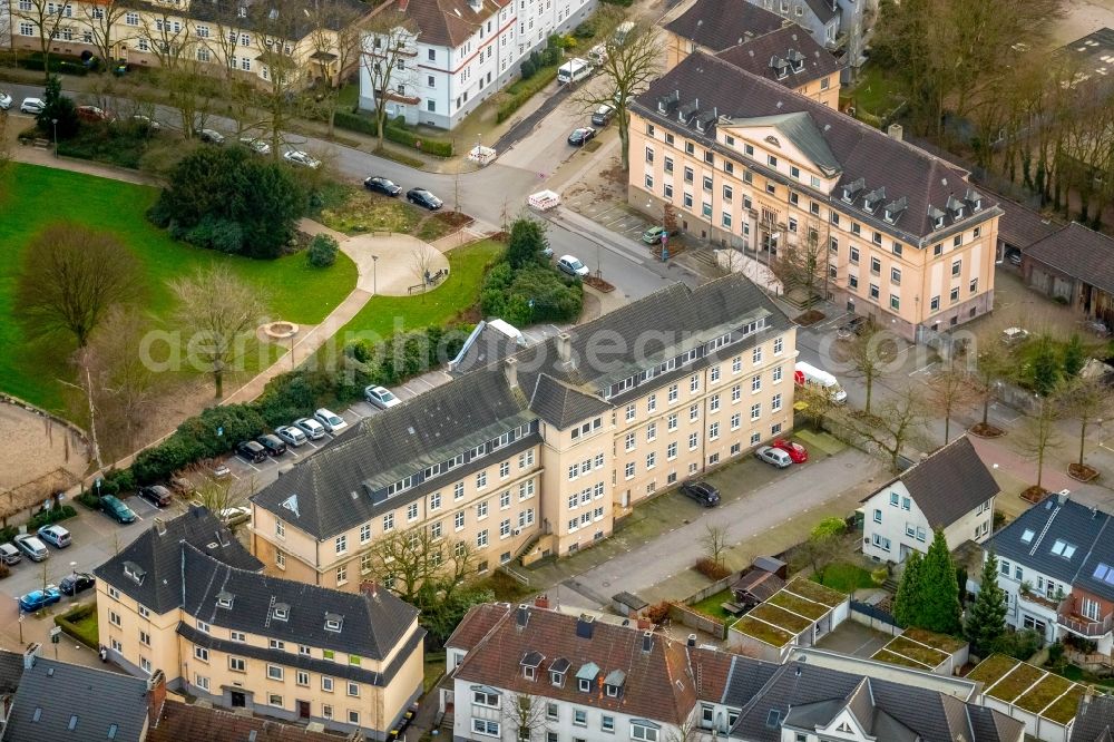 Aerial image Gladbeck - Building complex of the police Gladbeck and of kreativAmt GbR on Jovyplatz in Gladbeck in the state North Rhine-Westphalia, Germany